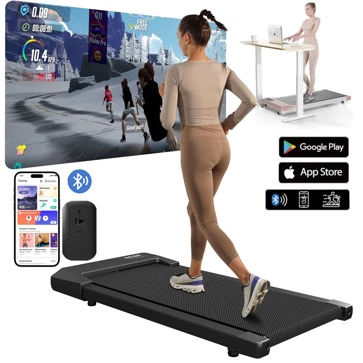 2in1 Walking Running Fitness Exercise Machine 300lbs Treadmill for Home